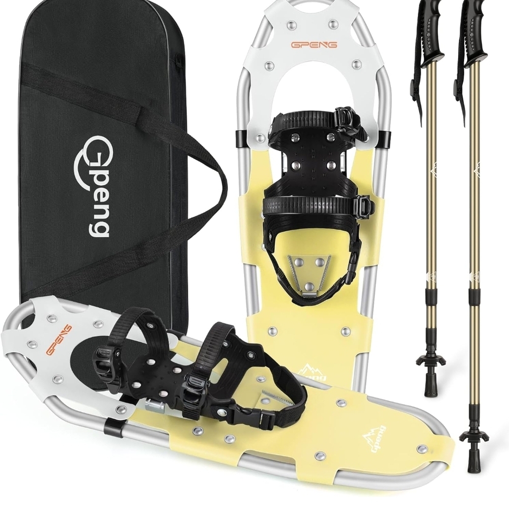 Gpeng Off-white (Yellow) Snowshoes with Poles&bag 21